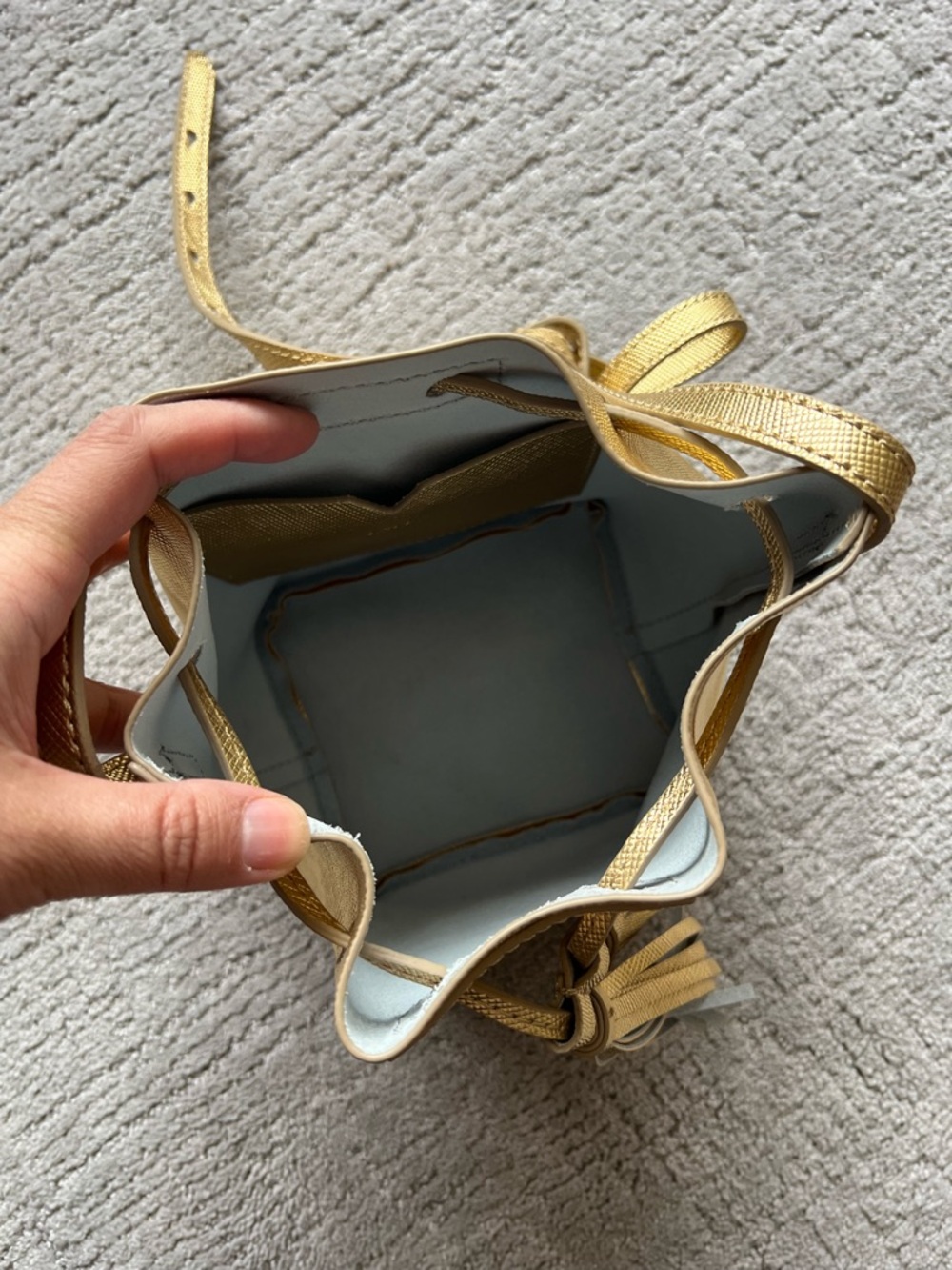 J. Crew Gold Drawstring Bucket Bag with Tassels - Picture 10 of 11